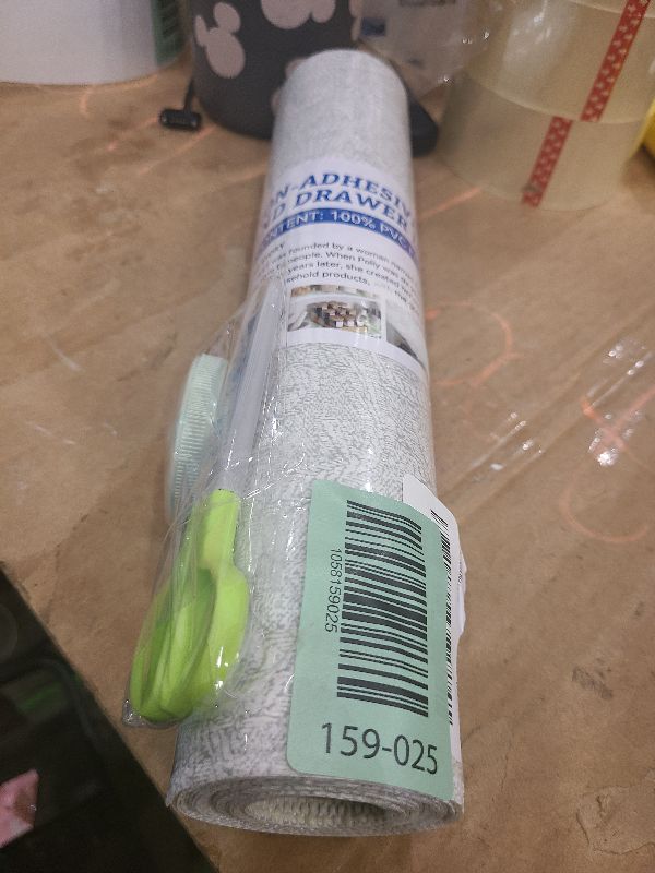 Photo 1 of 12X120 Inch Shelf Liner with Scissor & Tape Measure for Kitchen Cabinets, PVC Drawer Liner for Dresser Non-Slip Bathroom, Non-Adhesive Cabinet Liner Washable (White)