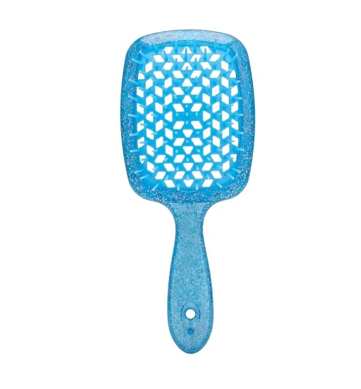 Photo 1 of  Heat UNbrush Mini Detangler Brush for Pain-Free Brushing on All Wet or Dry Hair Types — Durable Duoflex Anti-Static Bristles, Lightweight Handle, Vented Mini Hair Brush, Sapphire Blue