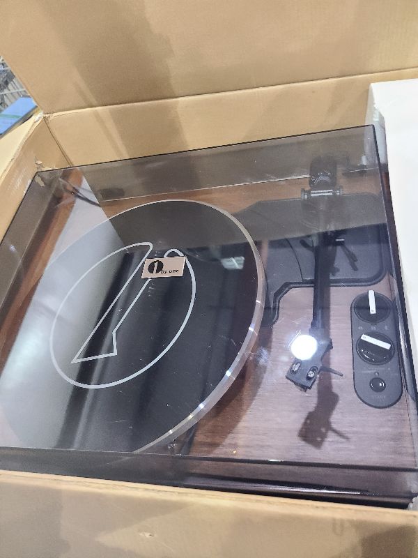 Photo 1 of 1 by ONE High Fidelity Belt Drive Turntable with Built-in Speakers, Vinyl Record Player with Magnetic Cartridge, Bluetooth Playback and Aux-in Functionality, Auto Off