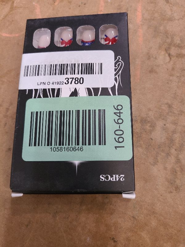 Photo 1 of 24Pcs 4th of July Press on Nails Independence Day Acrylic Short Square Fake Nail Navy Stick on Fingernails Glossy Blue French Tips False Nails Fourth of July Gel Glue on Nail for Coquette Women Girls