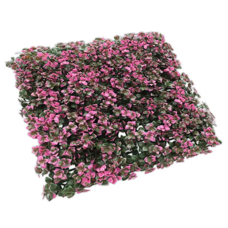 Photo 1 of 20"x20" Artificial Faux Leaf Pink Reineckia Carnea Fence Screen Wall Decor Panel