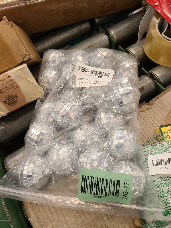 Photo 1 of 24 PCs Mini Disco Balls Set – 1.8 in Disco Ball Ornaments for Parties and Fun – Lightweight & Portable Decorations for Events & Multipurpose Use, Reflective Mirror Finish, Silver Sparkle