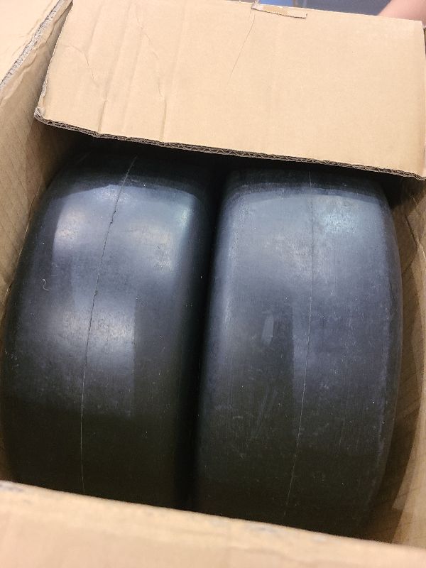 Photo 1 of 2 Pcs Upgrade 13x5.00-6 Flat Free Lawn Mower Tire and Wheel with 3/4" Chrome Steel Bearings, Zero Turn Mower Front Solid Tire Assembly for Commercial Grade Lawn, Garden Turf, 4.2"-5.2" Centered Hub