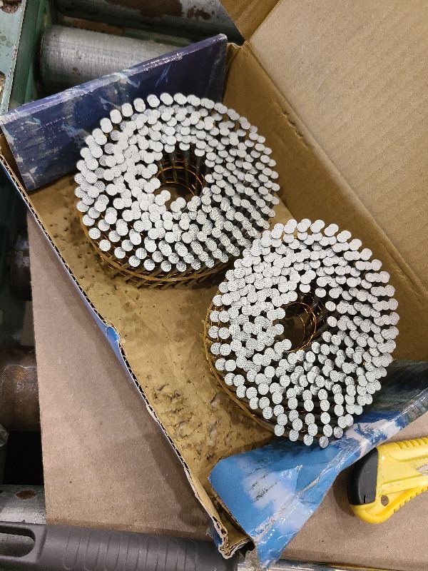 Photo 1 of 1-3/4 x .092 Inch 15 Degree Wire Weld Coil - Collated - Siding and Fencing Nails - Hot Galvanized - Vinyl Tip - Ring Shank - Small Box ~500 nails