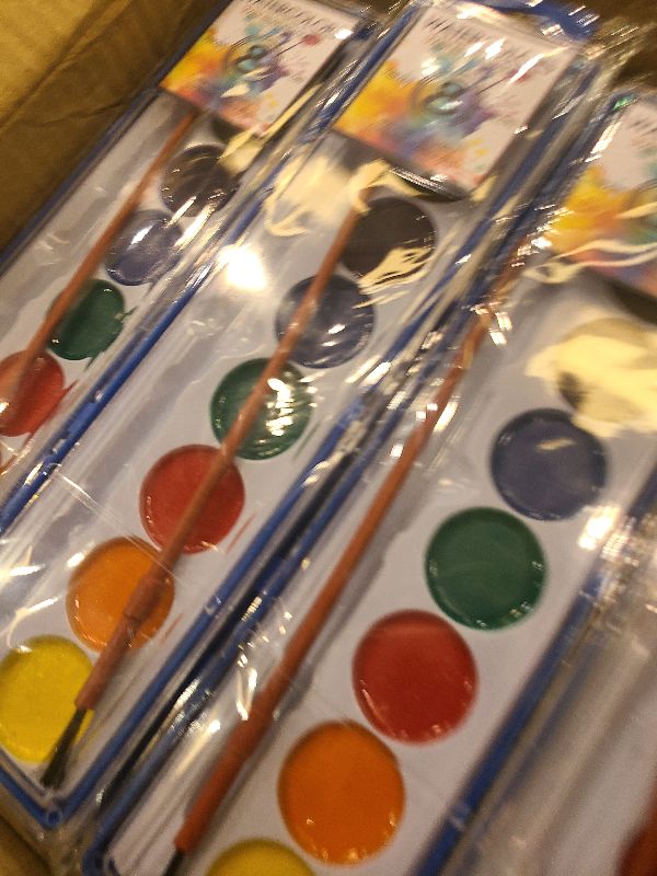 Photo 1 of 36 Pack Watercolor Paint Set Bulk,8 Colors Washable WaterColor Paint for Kids, Water Color Paint with Brushes, Ideal Gift for Party Favors, Art Supplies for School Classroom Home