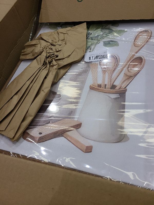 Photo 1 of 3 Pcs Framed Farm Sage Green Farmhouse Kitchen Canvas Wall Art Minimalist Dining Room Eucalyptus leaves plant Painting Pictures Wall Decor Poster Print Artwork For Dining Room kitchen Home Decoration