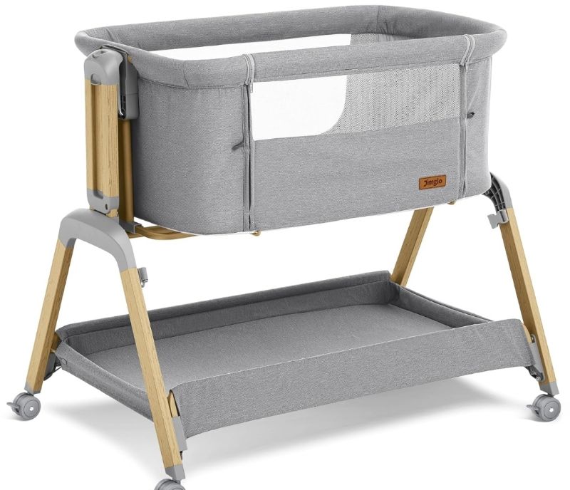 Photo 1 of 3 in 1 Baby Bassinet, Rocking Bassinets with Comfy Mattress and Wheels, Adjustable Height Bassinet Bedside Sleeper, Easy Folding Portable Crib for Newborn (Grey)