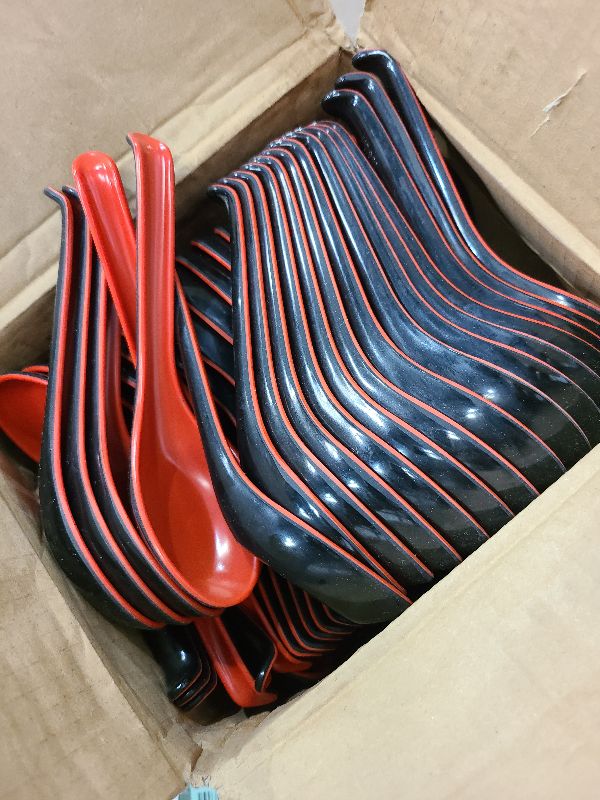 Photo 1 of 100 Pcs Asian Soup Spoon 6.3 Inch Chinese Soup Spoons Japanese Korean Spoon for Miso Soup Pho Ramen Noodle Dumpling Wonton