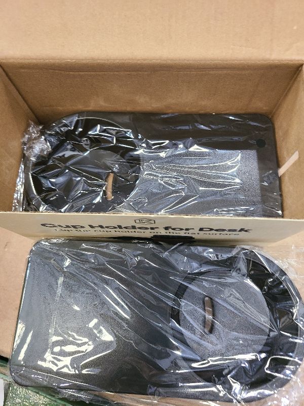 Photo 1 of 2PCS Drinking Cup Holder Clip, Kalolary Desk Bottle Cup Stand DIY Glass Clamp Storage Saucer Clip Water Coffee Mug Holder Saucer Clip Design for Home & Office, Black