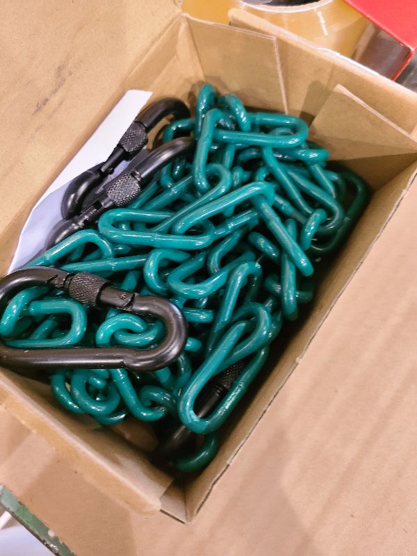 Photo 1 of 2 Swing Chains Heavy Duty (63") Fully Plastic Coated with 4 Free Quick Links Anti-Rust Iron Link Chains for Playground Kids Tree Swing Seat Accessories and Replacement