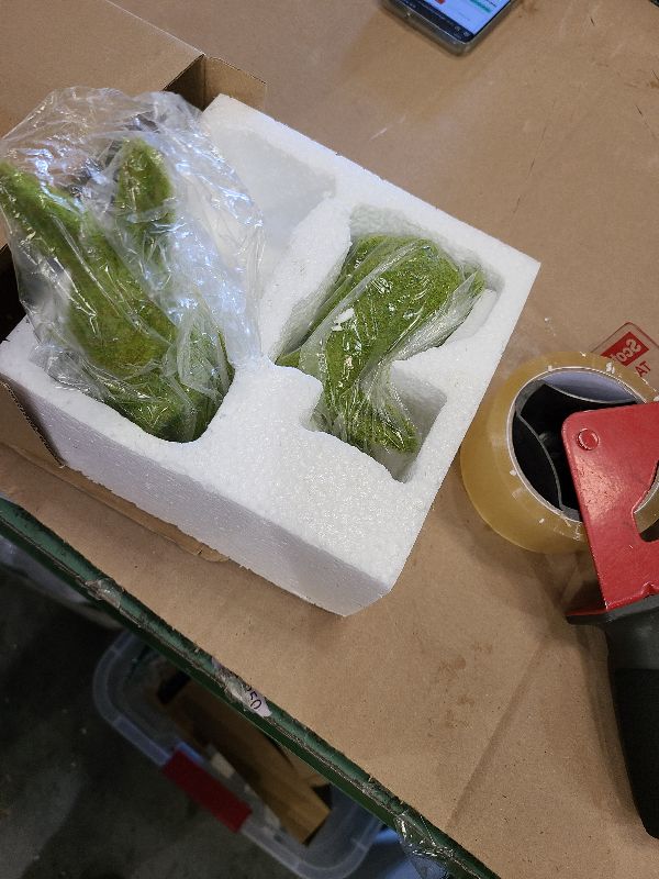 Photo 1 of 2PCS Easter Rabbit Decoration Green Moss Plush Rabbit Artificial Sculpture Green Plush Rabbit Resin Ornament Spring Garden Decoration Easter Gift Easter Decoration (Small 2PCS Standing+Sitting)