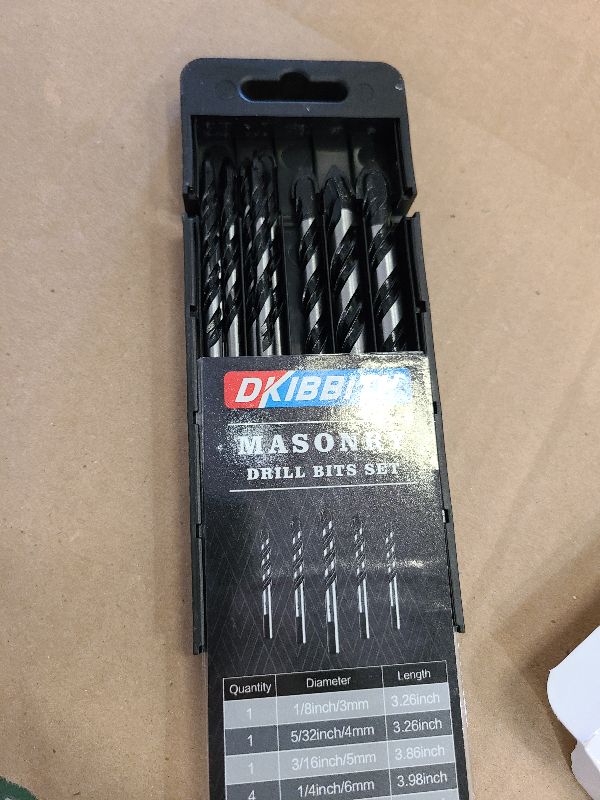 Photo 1 of 10-Piece Masonry Drill Bit Set for Concrete Tile Glass Ceramic Brick,1/8 to 1/2 Inch Drilling Bits with Triangle Handle,Tungsten Steel Alloy Tip.?Black?