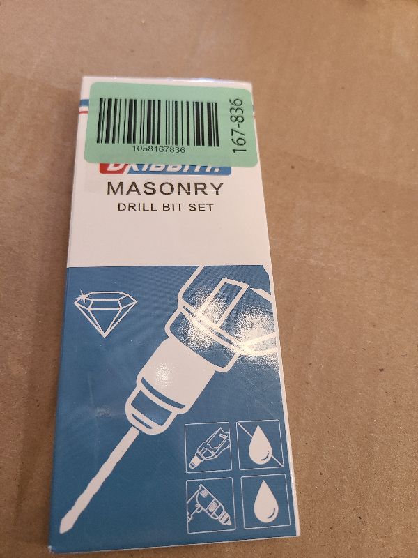 Photo 1 of 10-Piece Masonry Drill Bit Set for Concrete Tile Glass Ceramic Brick,1/8 to 1/2 Inch Drilling Bits with Triangle Handle,Tungsten Steel Alloy Tip.?Black?