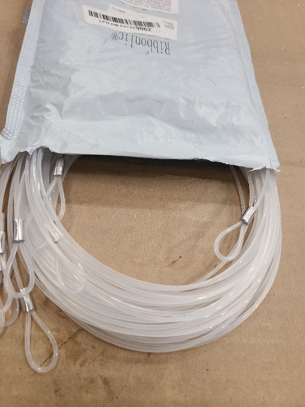 Photo 1 of 12 Pcs 59" Length Picture Rail Hanging Cord 66 Lb/ 30 kg Load Capacity Clear Nylon Picture Wire Invisible Nylon Cord Cable with Loop for Hanging, Frame Display Supply
