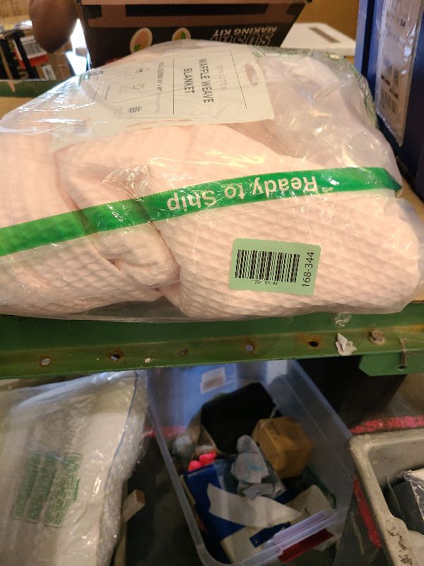 Photo 1 of 100% Cotton Blanket for Full Queen Size Bed - Pink Waffle Weave Lightweight Summer BedBlanket - 90x90in Prewashed Breathable, Woven, Layering Blanket (Full/Queen, Blush)