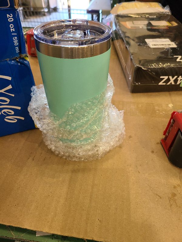 Photo 1 of 20 oz Tumbler Stainless Steel Tumblers with Lid Double Wall Vacuum Insulated Coffee Mug 20oz Powder Coated Cup for Hot and Cold Drinks, Turquoise, 1 pack