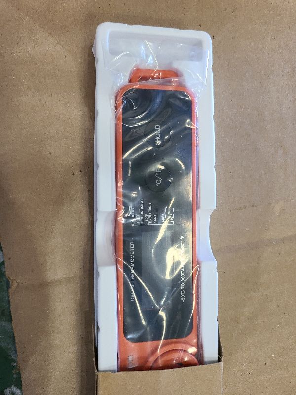 Photo 1 of 0.5 Sec Instant Read Meat Thermometer for Cooking, Ultra-Fast Digital Food Thermometer with Backlight, ±0.5°F Accuracy, IP67 Waterproof?Auto-Rotate/On/Off–Perfect for Grilling, BBQ, Smoker-Tangerine