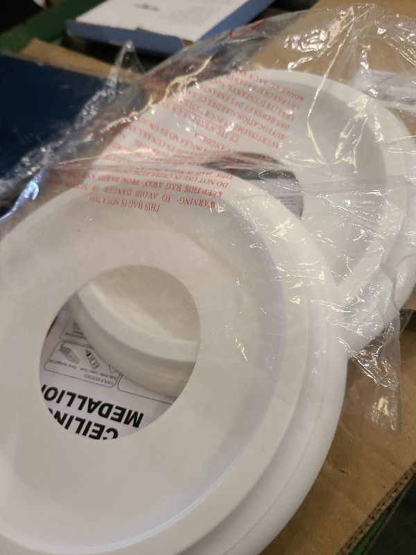Photo 1 of 2Packs Molded Nylon Ceiling Medallion for Light Fixtures and Ceiling Fans, 10"OD x 4"ID x 1"P (Fits Canopies up to7-1/4")?White?