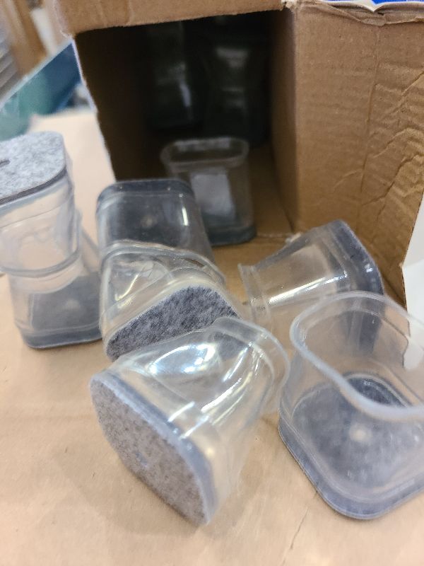 Photo 1 of 24 Pcs Chair Leg Floor Protectors Square, Silicone Felt Furniture Leg Pads Caps Covers for Hardwood Floors (Fit:1-1/16" to 1-5/8")