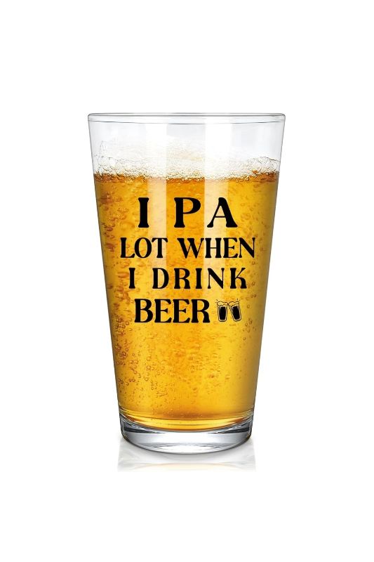 Photo 1 of 15oz IPA A Lot When I Drink Glass, Gift for Lovers Men Women Dad Boyfriend Hubby Friends Uncle Brother, Novelty Beer Pint Glasses for Christmas Birthday Retirement