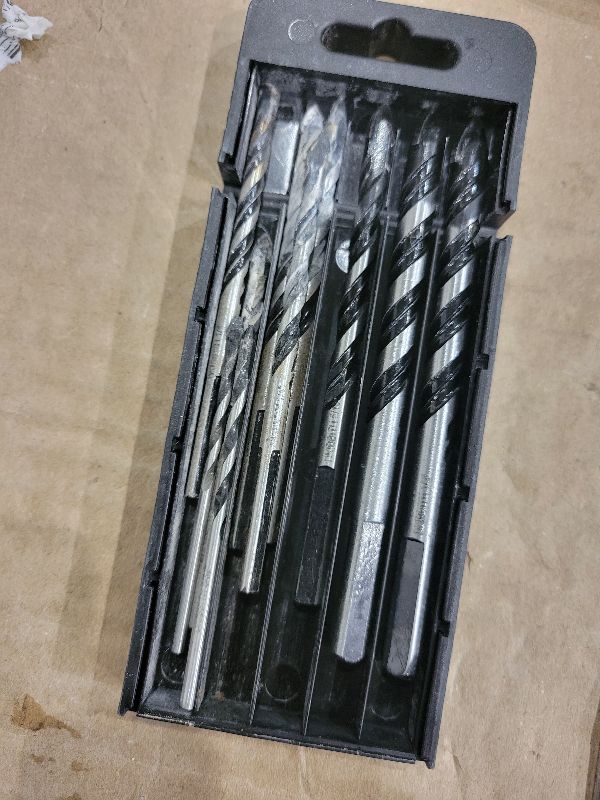 Photo 1 of 10-Piece Masonry Drill Bit Set for Concrete Tile Glass Ceramic Brick,1/8 to 1/2 Inch Drilling Bits with Triangle Handle,Tungsten Steel Alloy Tip.?Black?