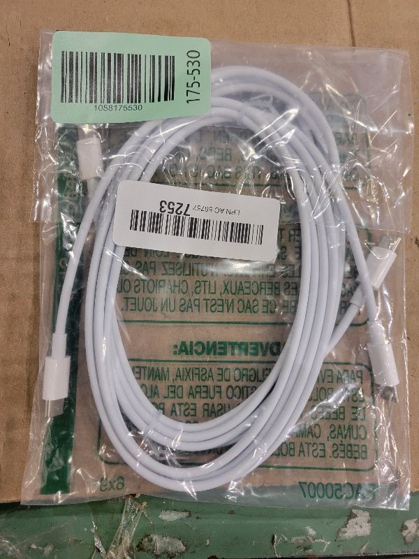 Photo 1 of 2-Pack USB C to USB C Cable 6FT White, Quick Charge Type-C Cord