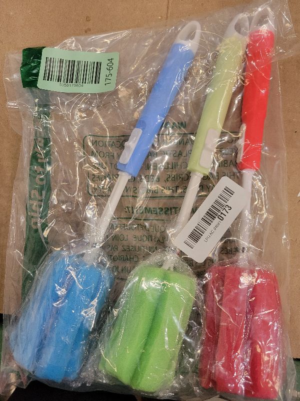 Photo 1 of 3 Pcs Bottles Dishwashing Foam Sponge Brush with Adjustable Long Handle for Coffee Glasses Pot Milk Cup Mugs Wine Bottle Baby Bottles Kitchen Clean(Color Random)