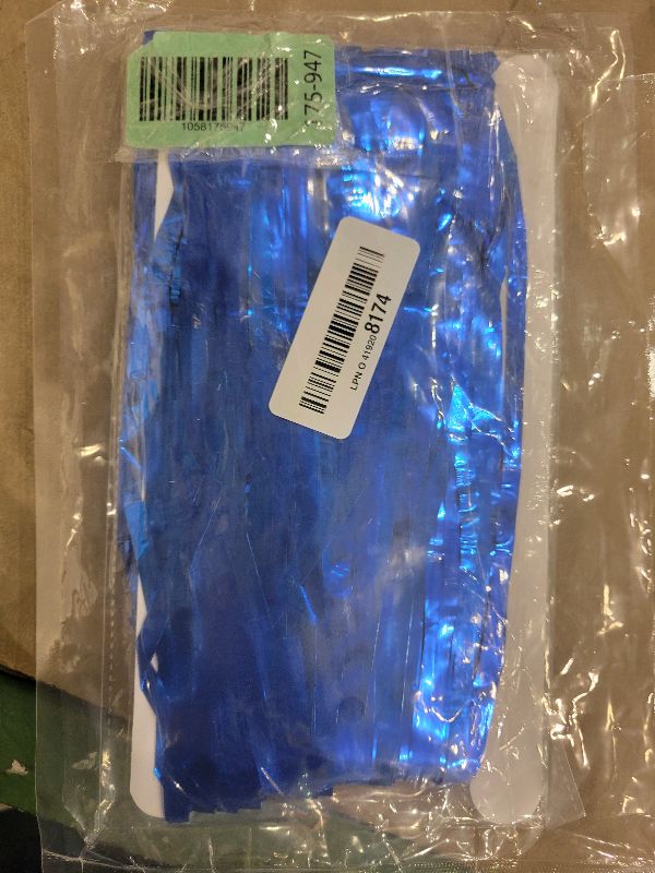 Photo 1 of 2 Pack Blue Metallic Tinsel Foil Fringe Curtains, Door Streamers Photo Booth Backdrop for Birthday Party, Tinsel Curtain Backdrop for Baby Shower Bachelorette Christmas Party Decorations