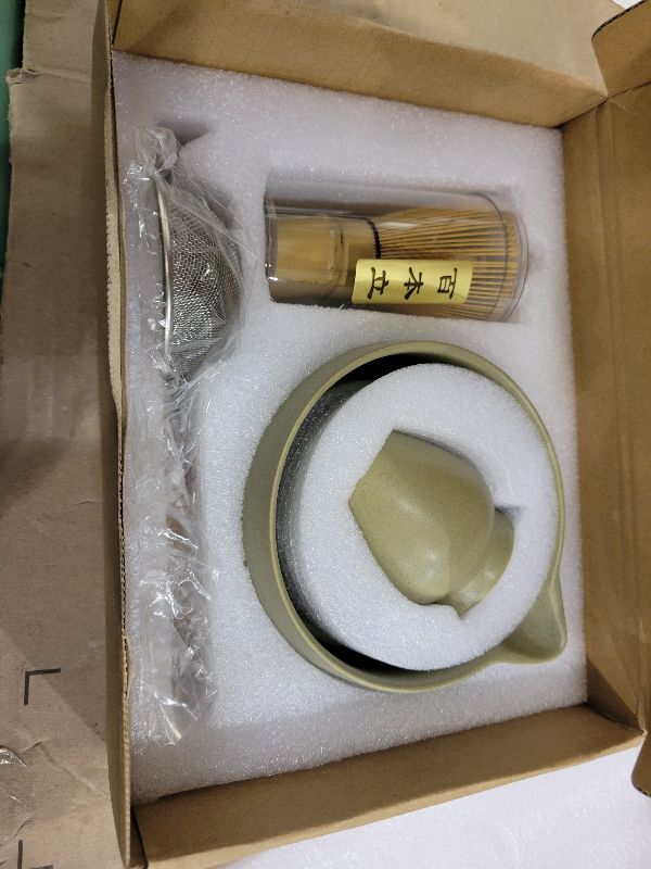 Photo 1 of 20OZ Matcha Whisk Set - 5PCS Japanese Tea Set Includes Matcha Bowl with Spout, Bamboo Whisk with Ceramic Holder, Bamboo Scoop and Sifter, Matcha Kit for Ceremony, Gift for Matcha Lovers (Matcha Green)