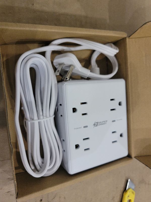 Photo 1 of 10Ft Extension Cord with Multiple Outlets, Flat Plug Surge Protector Power Strip 10 Ft Long Cord, 8 Outlets & 4 USB Ports (2 USB C), Desk Charging Station for Home Office, College Dorm Room Essentials