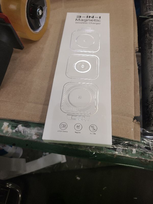 Photo 1 of 3 in 1 Charging Station for Apple Multiple Devices, Foldable Magnetic Fast Wireless Charger Dock, Travel Charging Pad for iPhone 16 15 14 13 12 Pro Max Plus Apple Watch Series & AirPods 4/3/2/Pro