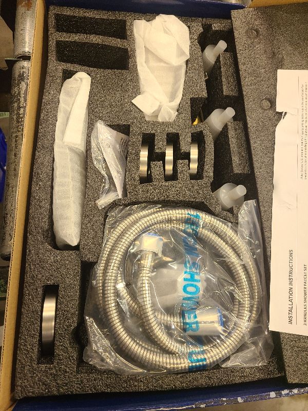 Photo 1 of 3 Handle Shower Faucet Set Shower System with Tub Spout Bathtub Faucet Set Shower Head Combo Set Complete Tub and Shower Faucet Combo Shower Fixtures Trim Kit Brushed Nickel