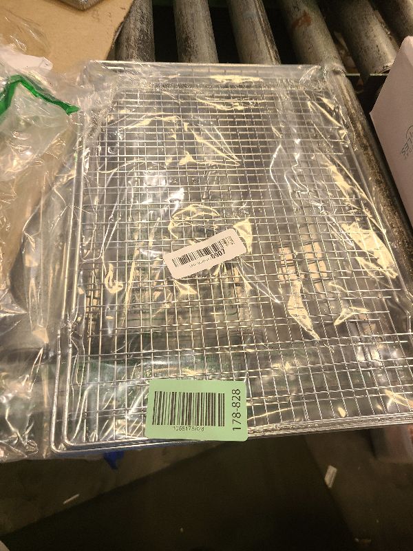 Photo 1 of 2 PCS Cooling Racks for Cooking and Baking, 15x10 Inches Stainless Steel Cooling Rack, Sheet Pan with Wire Rack for Baking Sheet, Bacon Rack Oven Safe Fits Jelly Roll Sheet Pan