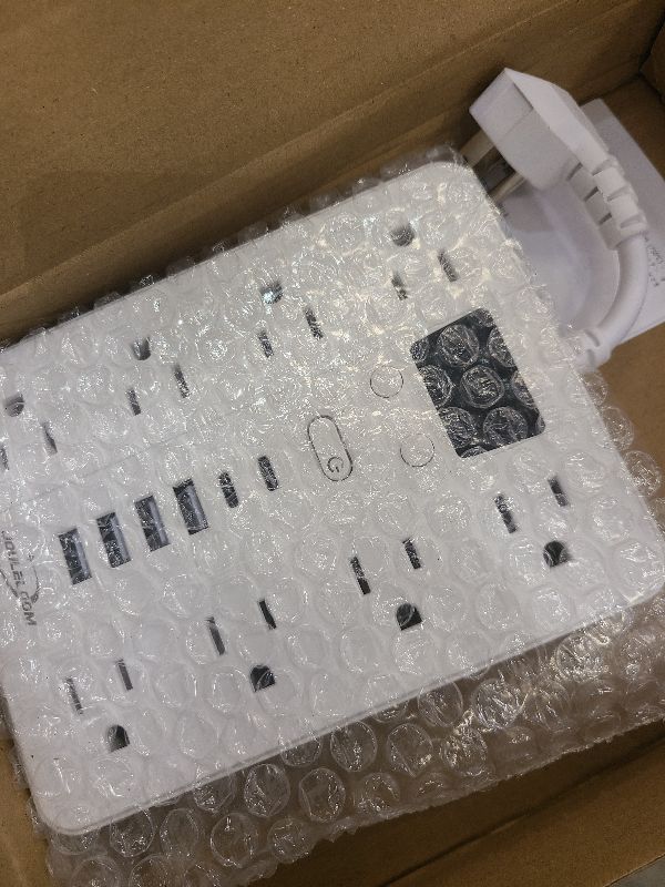 Photo 1 of 0.2/5/10FT, 23-in-1 Power Strip with Time Display, 16 AC Outlets, 6 USB Ports (2 USB C), Ideal for Living Rooms and Workstations, Kitchen Appliances and Charging Stations (White, 0.2FT)