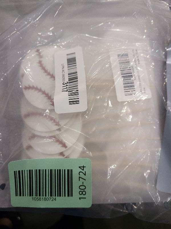 Photo 1 of 24pc Glitter Baseball Cupcake Toppers - Baseball Party Decorations, Player Toppers - Baby Shower Theme
