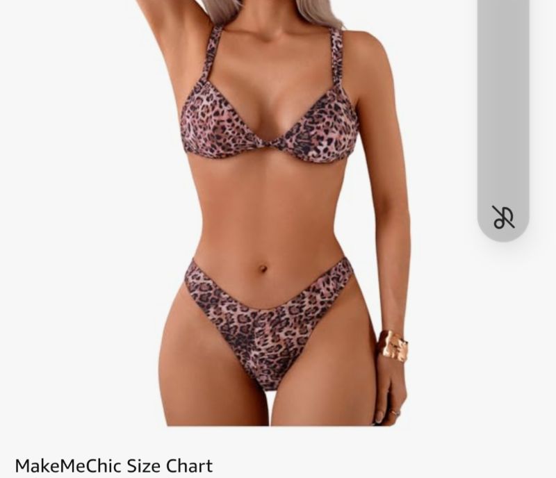 Photo 1 of 
MakeMeChic Women's 2 Piece Bikini Set Leopard Print Tie Backless Beach Swimsuits Beachwear M