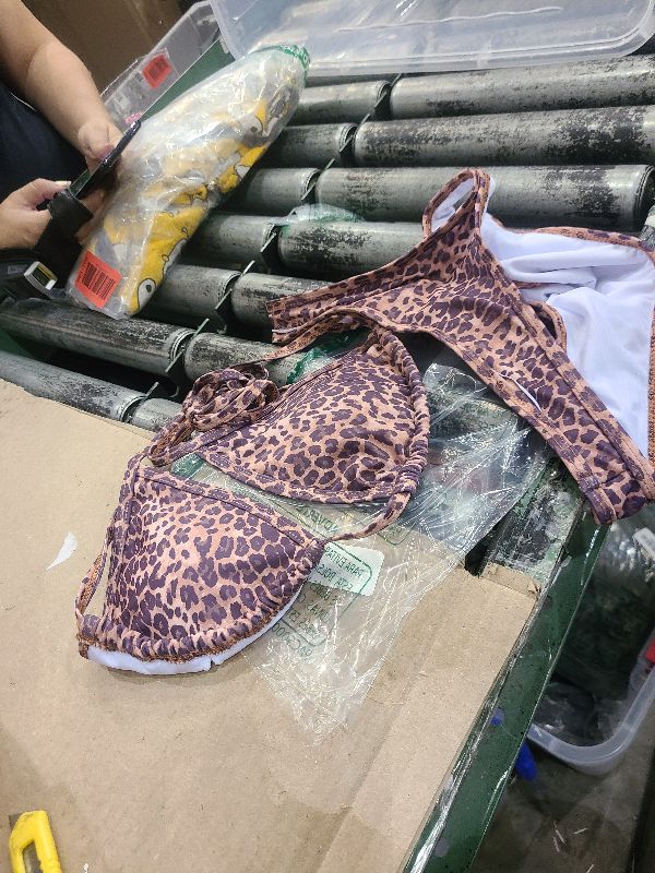 Photo 1 of 
MakeMeChic Women's 2 Piece Bikini Set Leopard Print Tie Backless Beach Swimsuits Beachwear M