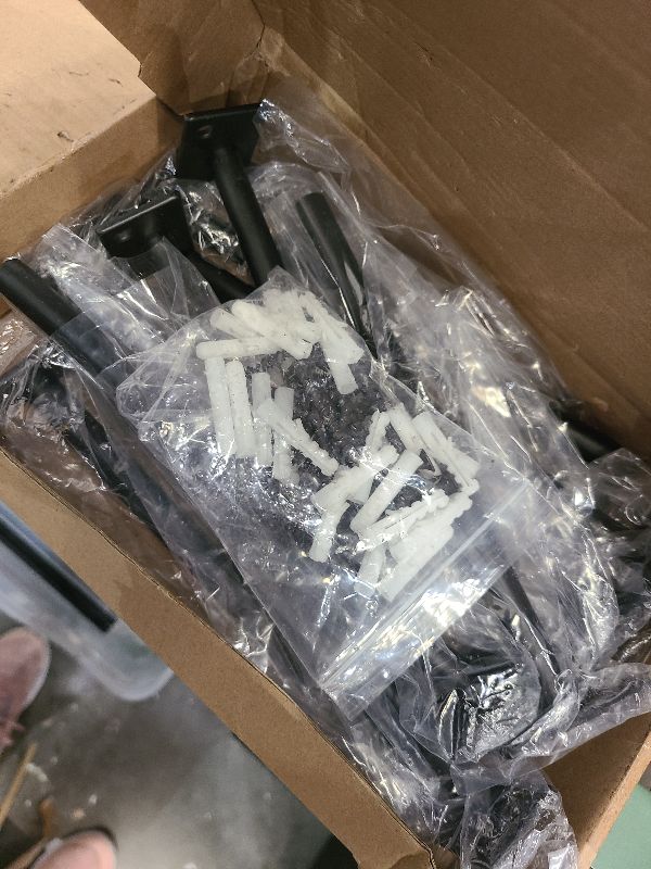 Photo 1 of 12 Pcs 8" Black Solid Steel Floating Shelf Bracket Blind Shelf Supports - Hidden Brackets for Floating Wood Shelves - Concealed Blind Shelf Support – Screws and Wall Plugs Included