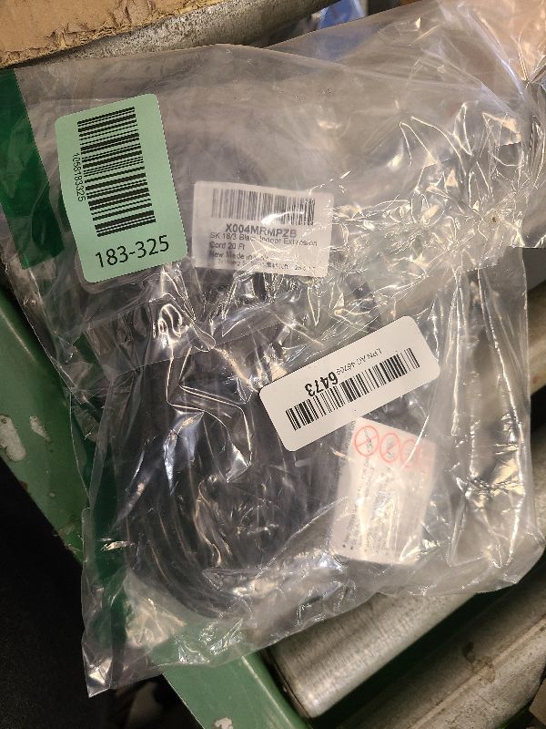 Photo 1 of 20FT 13A 1625W 16/3 Black Extension Cord, Indoor Extension Cord for Laptops, Coffee Makers, Office Home Appliances, 3 Prong Resistant Cable Flexible, 125V ETL Listed