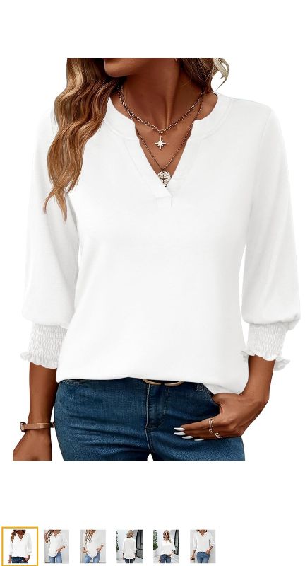 Photo 1 of  Women's 2025 Fashion Tops 3/4 Length Sleeve Business Casual Blouses Summer Tees Shirts
