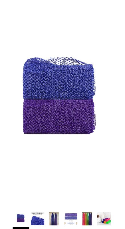 Photo 1 of 2 Pieces African Net Sponge, Long African Exfoliating Net, Net Bath Sponge Shower Body Scrubber Back Scrubber Skin Smoother, Stretches to Approximately 63" (Blue&Purple)