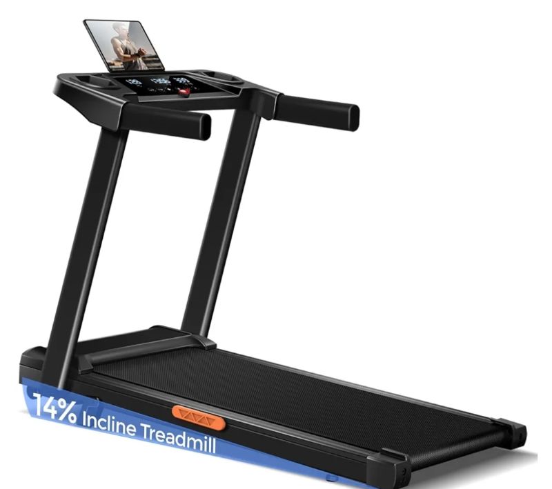 Photo 1 of 3-in-1 Treadmill with 14% Incline, Portable Treadmills for Home with Handle, Foldable Treadmills with 300 Lbs Weight Capacity, 3.0HP Quiet Walking Pad Treadmill, Three Touch Screen