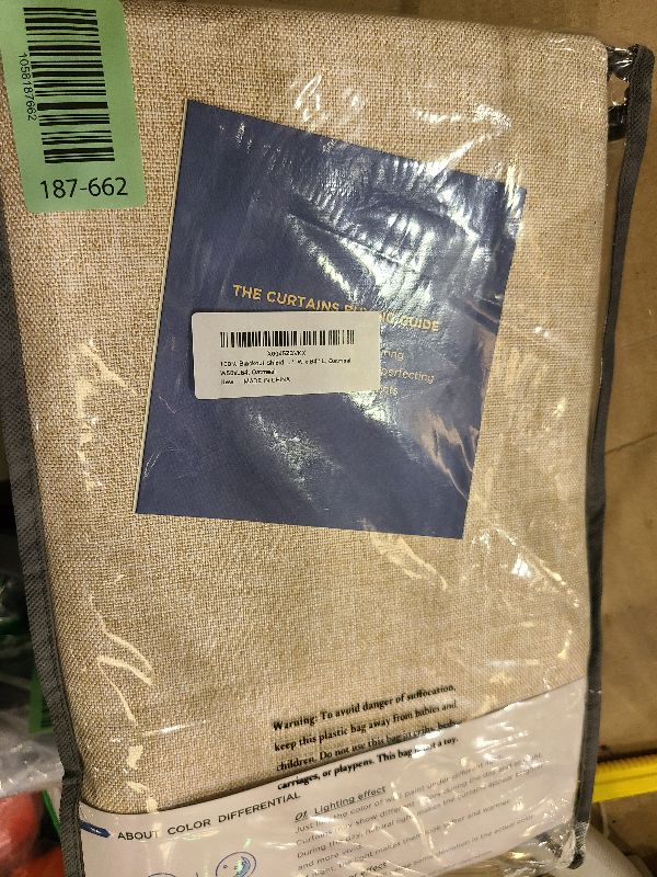 Photo 1 of 100% Blackout Shield Linen Blackout Curtains for Bedroom 84 Inches Long, Back Tab/Rod Pocket Living Room Drapes, Thermal Insulated Blackout Curtains 2 Panels Set, 50" W x 84" L, Oatmeal