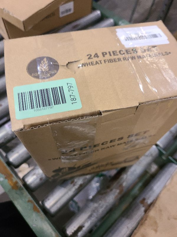 Photo 1 of 24-Piece Wheat Straw Dinnerware Set for Kids & Toddlers - Unbreakable, BPA-Free Tableware with Divided Plates, Microwave & Dishwasher Safe - Perfect for Home, School & Picnics