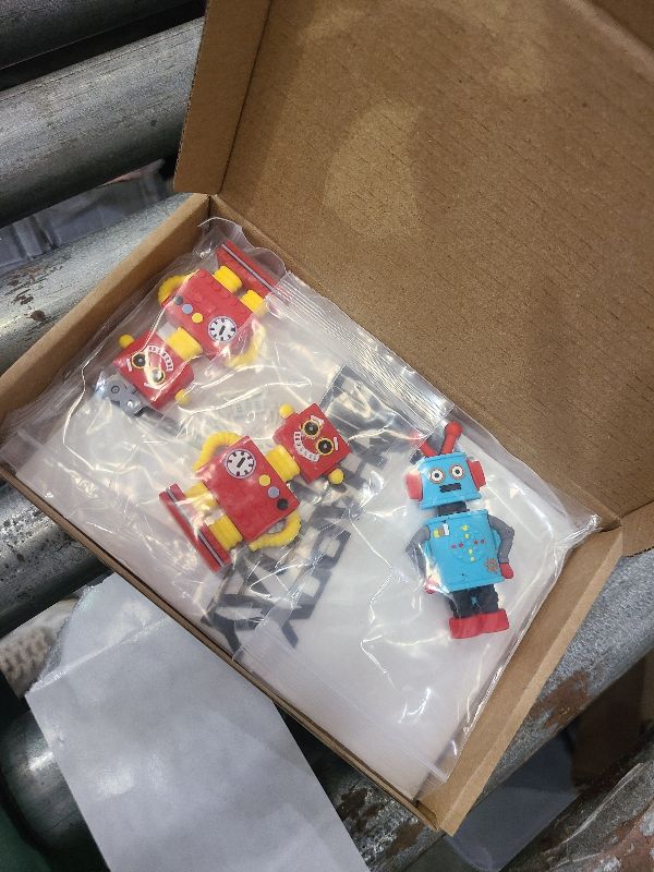 Photo 1 of 11 Pieces Robot Cake Toppers for Boys Robot Birthday Cake Topper Gear Happy Birthday Robot Cake Cupcake Decorations Robot Themed Party Decorations Robot Figurine for Robot Birthday Party Supplies