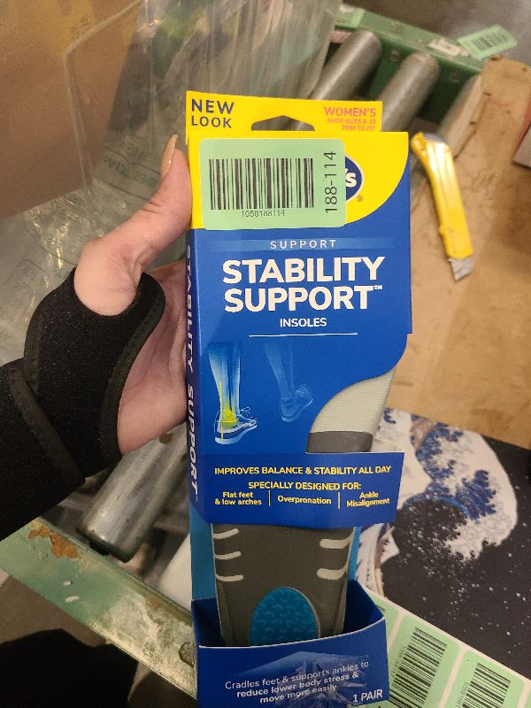 Photo 1 of ?Dr. Scholl's Stability Support Insoles, Flat Feet & Overpronation Low Arch Support, Improves Balance & Stability, Motion Control, Trim Inserts to Fit Shoes, Women's Size 6-10