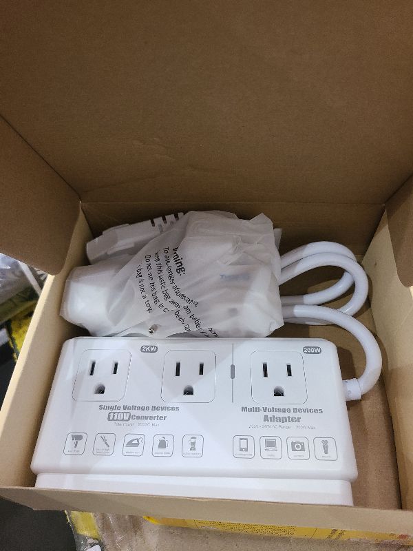 Photo 1 of 220v to 110v Travel Voltage Converter: International Universal Voltage Converter US to Europe Power Strip Plug Transformer - 2000W Electric Hair Dryer Step Down Outlet Converters for European UK EU
