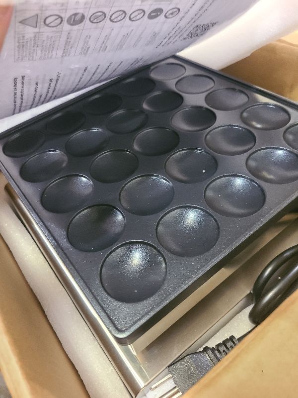 Photo 1 of 110V US Commercial 25PCS Mini Pancake Maker,950W Mini Dutch Pancake Maker,Non-stick,Dutch Poffertjes Grill,Stainless Steel,Breakfast,Snacks,Desserts.
