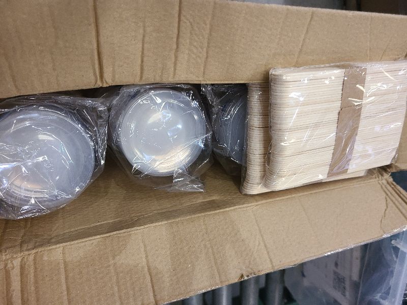 Photo 1 of 100 Pack Plastic Mixing Cups, 20 oz (600ml), Disposable Measuring Cups with 50 Wooden Mixing Sticks, Measurement ratios: 2:1, 3:1, 4:1, Suitable for Epoxy Resin, Liquid Measuring, and Paint