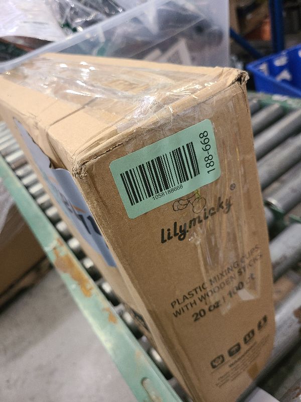 Photo 1 of 100 Pack Plastic Mixing Cups, 20 oz (600ml), Disposable Measuring Cups with 50 Wooden Mixing Sticks, Measurement ratios: 2:1, 3:1, 4:1, Suitable for Epoxy Resin, Liquid Measuring, and Paint